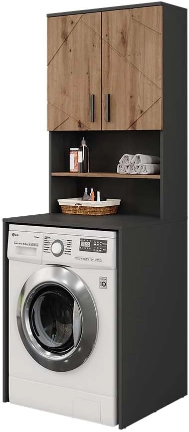 Struttura per mobile lavatrice Irma, Antracite/Artisan, 68 x 103.5 cm con 2 porte