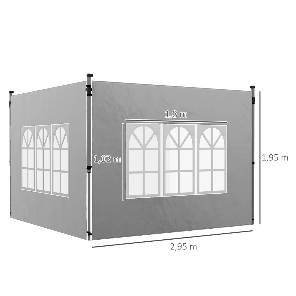 Set di Pareti Laterali per Gazebo 3x3/3x4 m con Finestra ¨C zephmum ¨C Grigio Chiaro