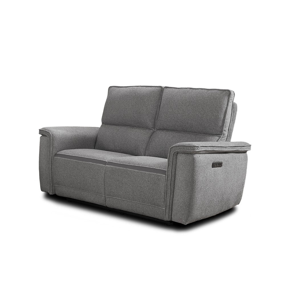 Set divani recliner elettrici Velveta 3 posti + 2 posti tessuto grigio