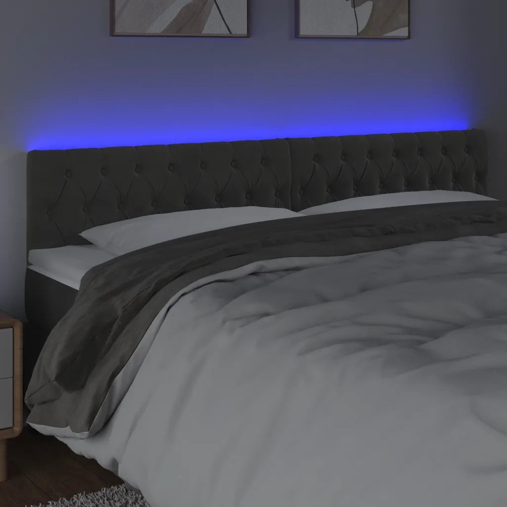 Testiera | Testata a LED Grigio Scuro 200x7x78/88 cm in Velluto