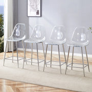Sgabello da bar trasparente con struttura in metallo e poggiapiedi in plastica argento 68,5 × 48,0 × 47,0 cm