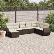 Set Divani da Giardino 8 pz con Cuscini Marrone in Polyrattan 3254100