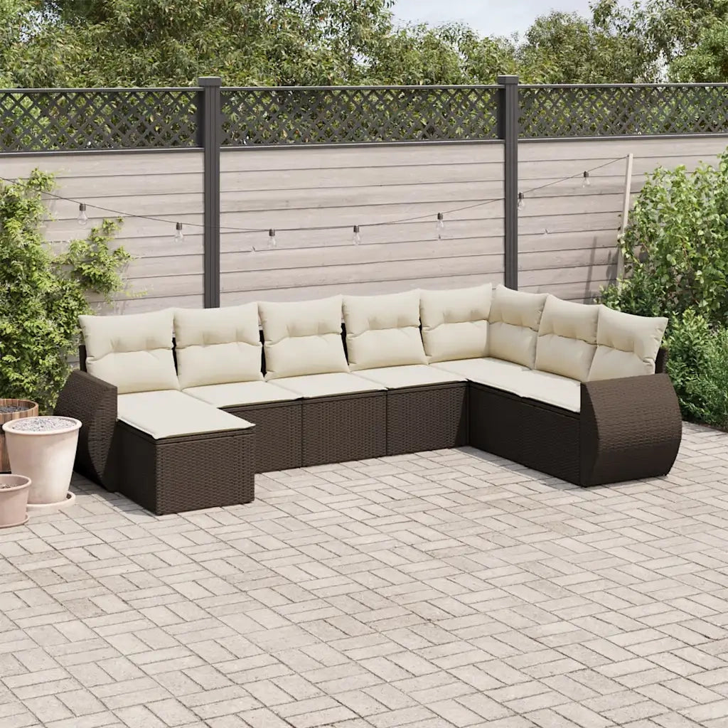 Set Divani da Giardino 8 pz con Cuscini Marrone in Polyrattan 3254100