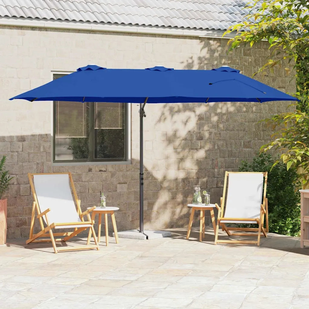vidaXL Ombrellone a braccio da giardino azzurro 372 x 198 x 243 cm
