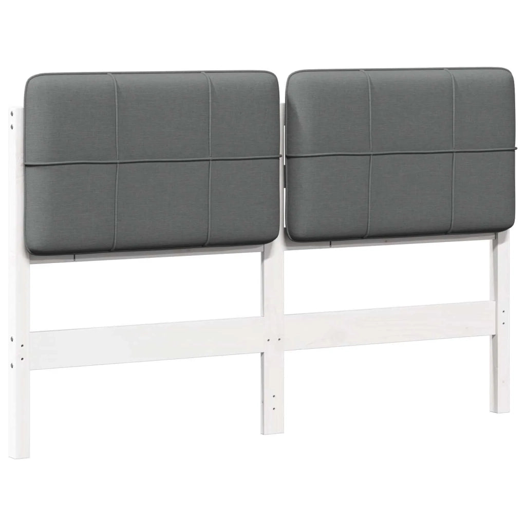 Testiera imbottita Bianco e grigio chiaro 140 cm Pino massello 880127