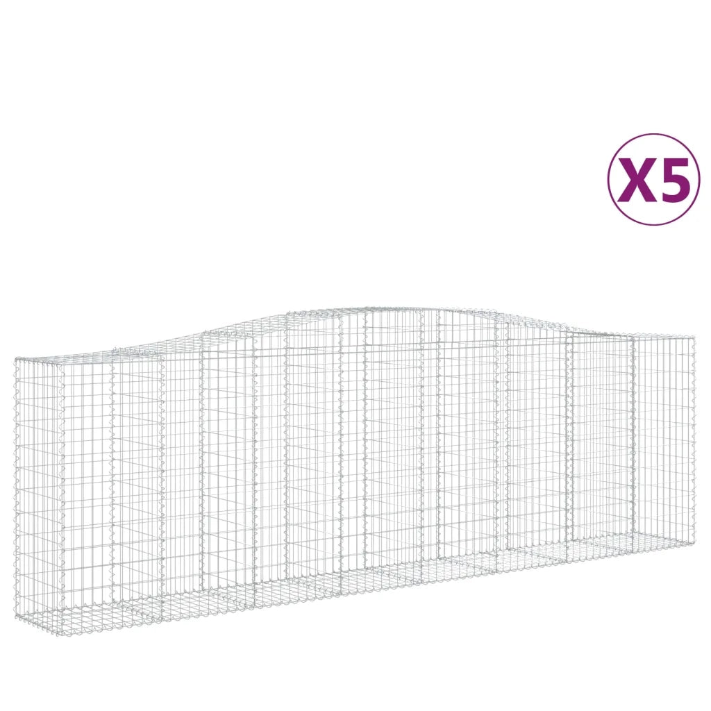 Cesti Gabbioni ad Arco 5 pz 400x50x120/140 cm Ferro Zincato