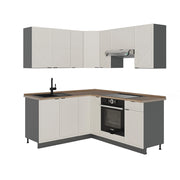 Cucina angolare completa Fame-Line GrigioBeige/Antracite 190 x 60 cm, PL Rovere Vicco
