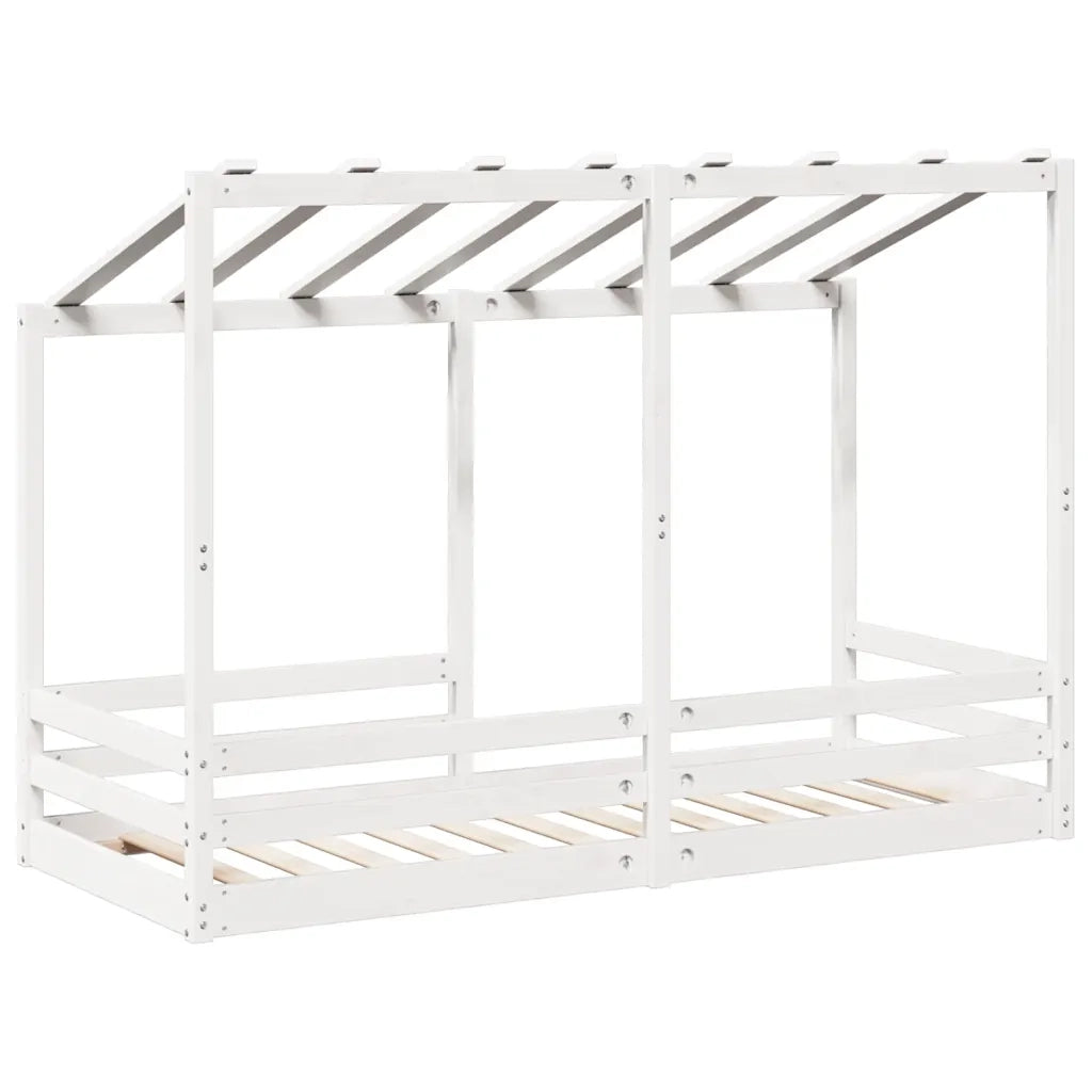 Letto per Bambini con Tetto Bianco 90x190cm Legno Massello Pino