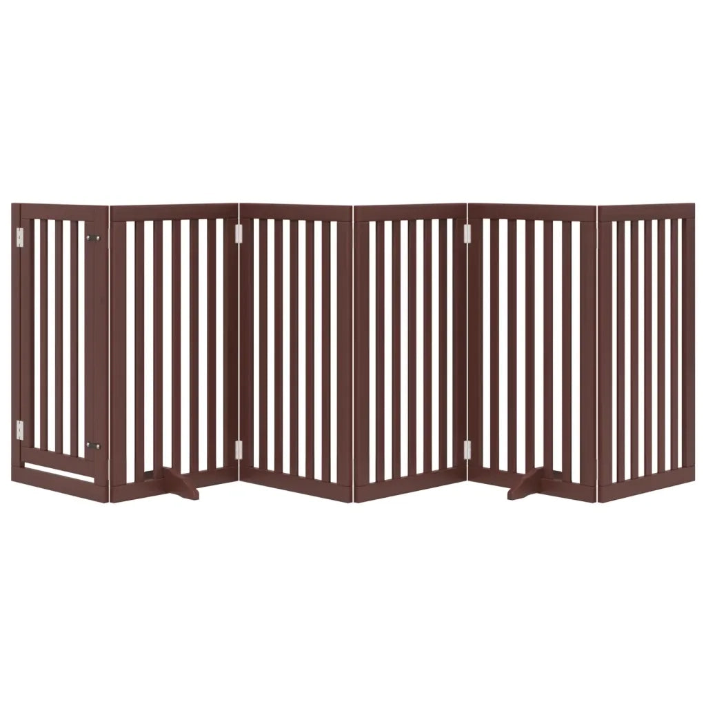 vidaXL Cancello Cani Porta Pieghevole Marrone 6 Pannelli 300cm Pioppo