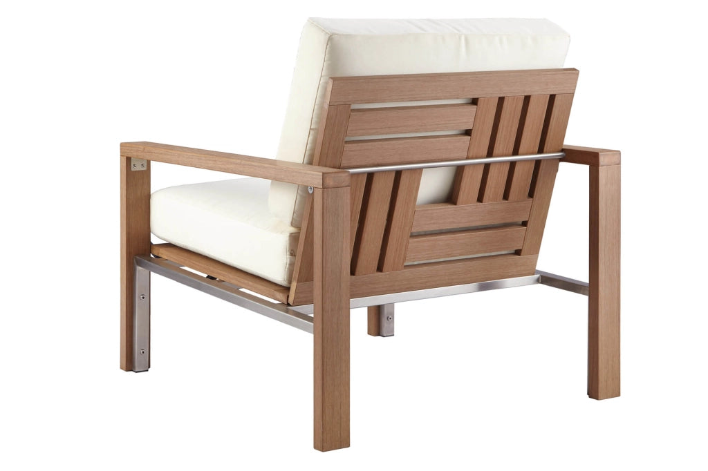 Set Salotto da Giardino in Acciaio e Sumpar Wood Divano 2 Poltrone e Tavolino Kraus Donatello