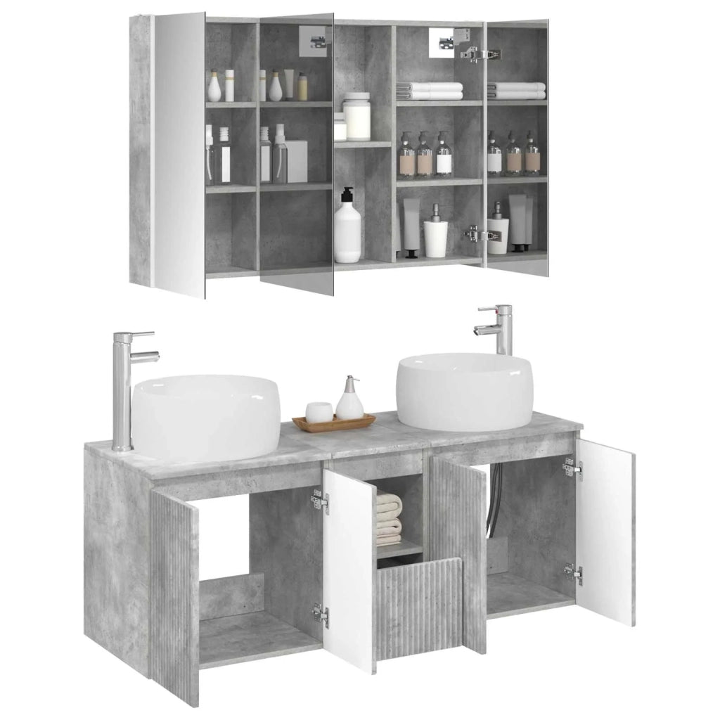 Set di Armadi da Bagno 4 pcs Grigio Cemento 3406546