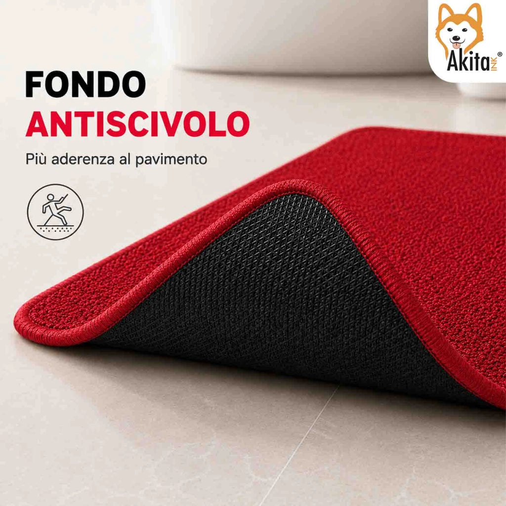 Akitaink Tappeto Multiuso in Microfibra 50x80 cm Rosso