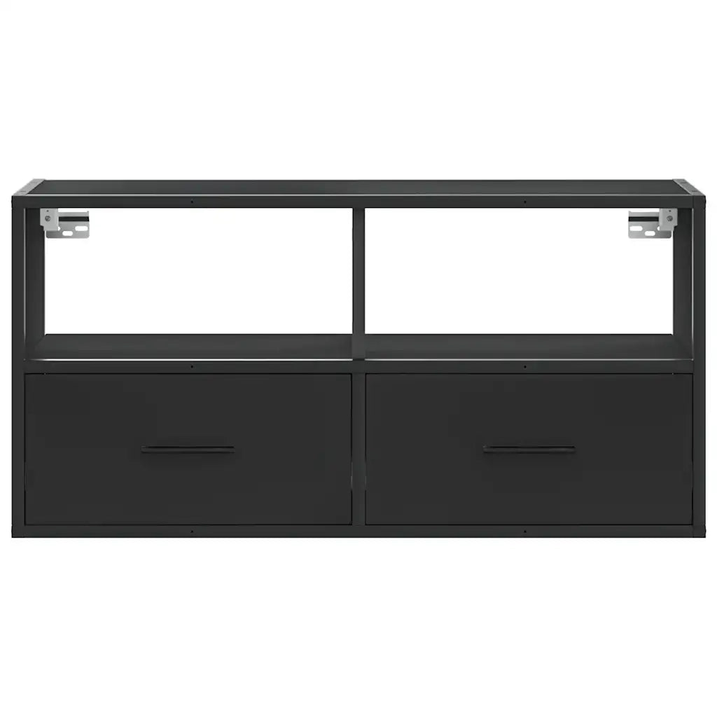 Mobile TV Nero 80x31x39,5 cm in Truciolato e Metallo 848919
