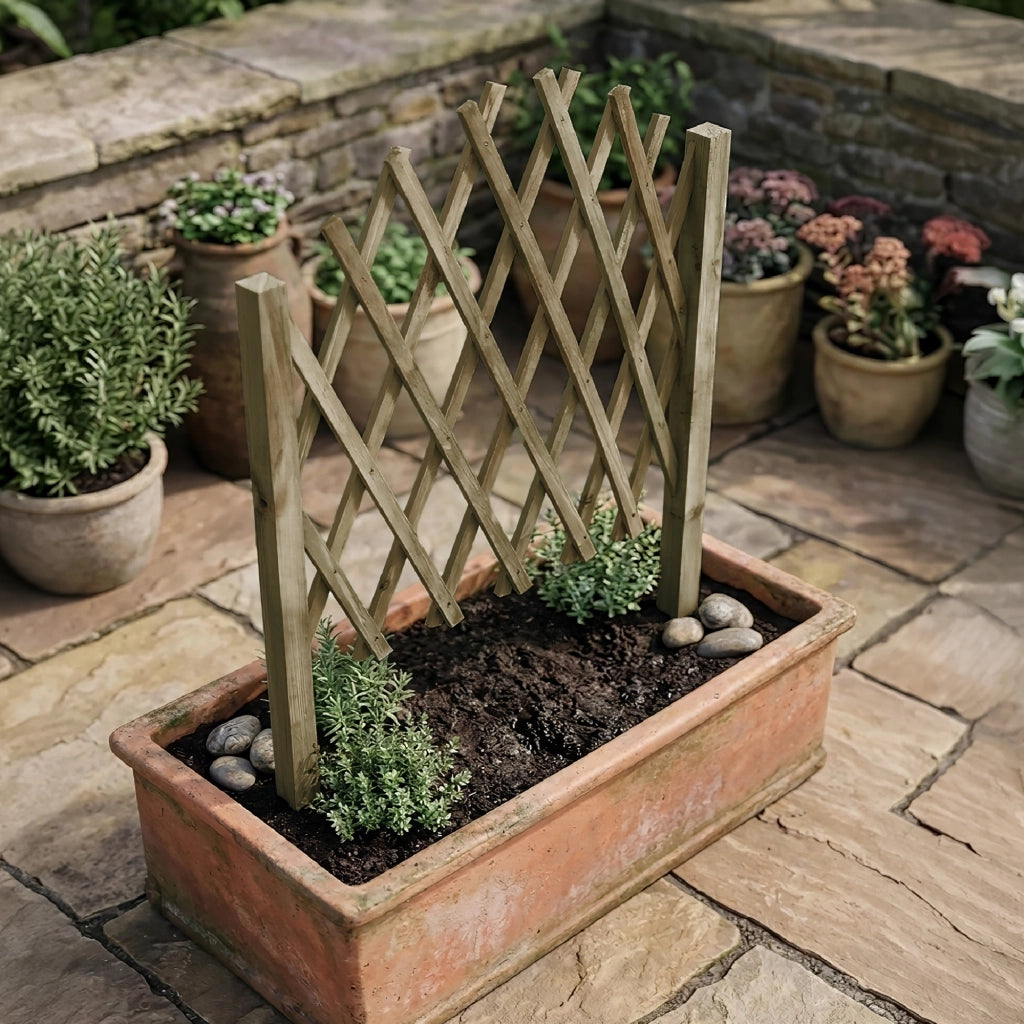Recinzione Estensibile in Legno a Griglia 117x65 cm con Picchetti Pieghevole per Giardino e Aiuole Disponibile Verde, Naturale, Marrone Verde