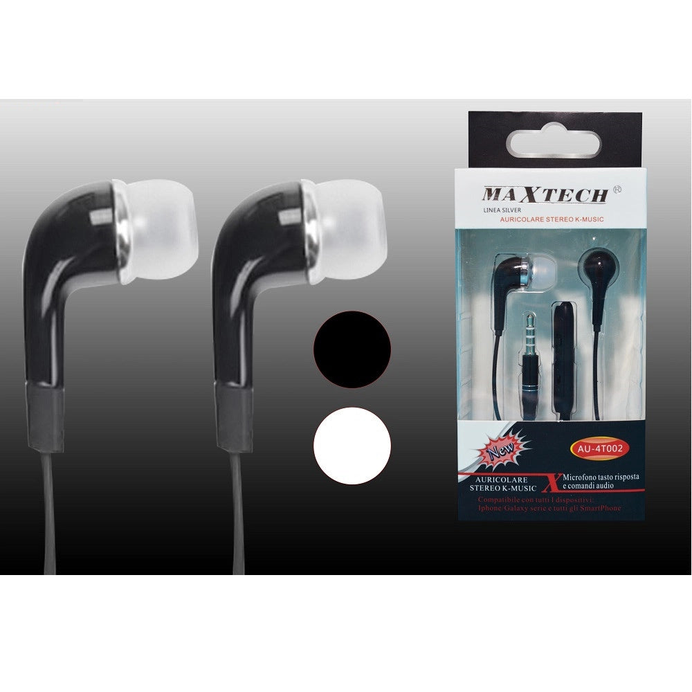 Trade Shop - Auricolari Cuffie Per Smartphone Microfono Orecchio Da Viaggio Portatili Maxtech Au-4t002 -