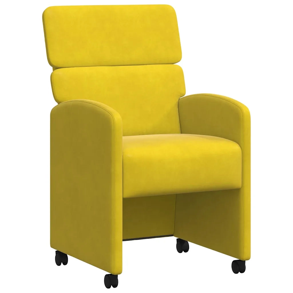 Sedie da Pranzo con Ruote 2 pcs Giallo 58 x 65 x 98 cm Velluto 42017881