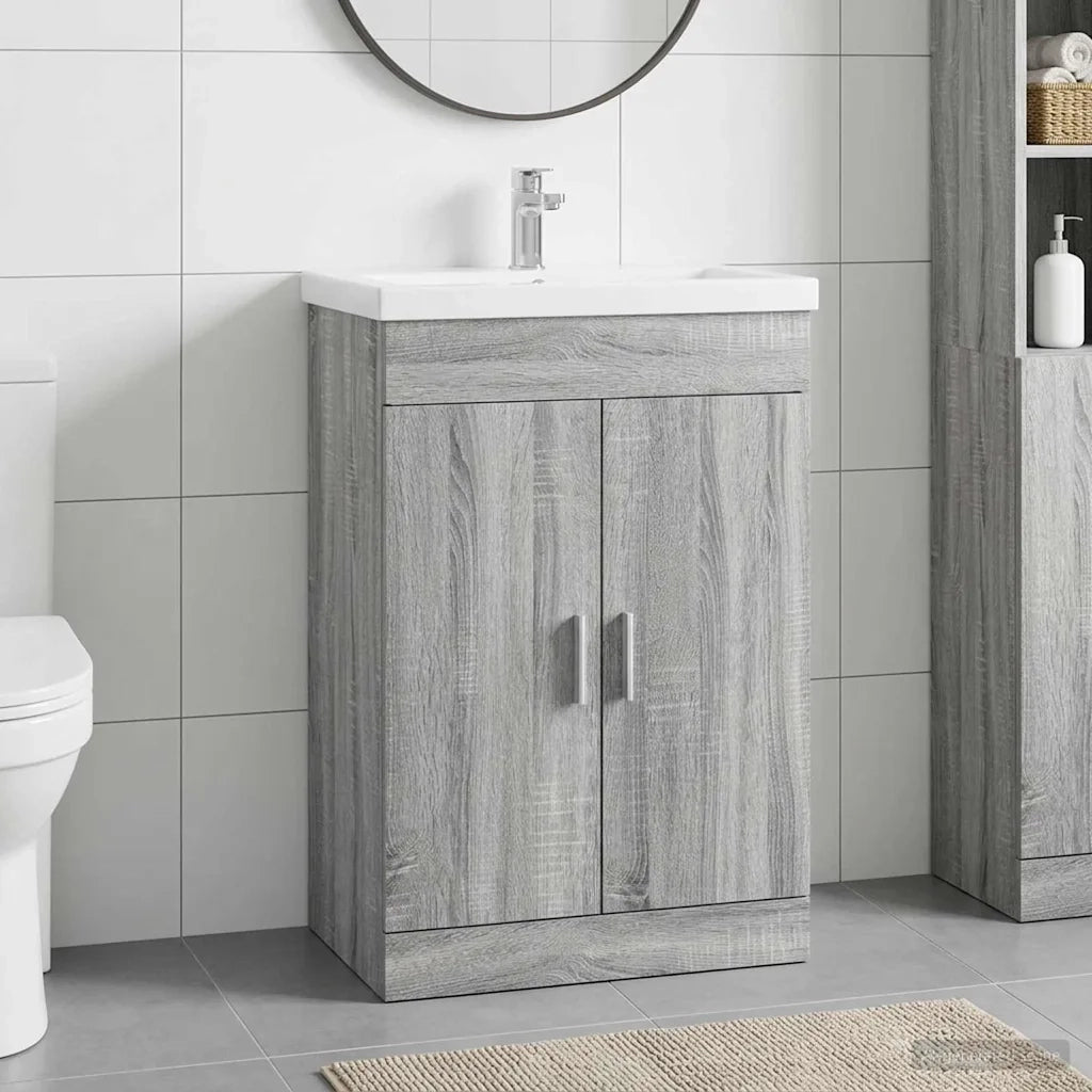Mobiletto da Bagno Sotto Lavabo Sonoma grigio 890693