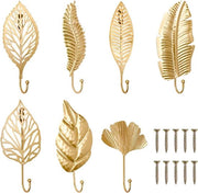 Hanger da abito in metallo - Decorativi chiodi da parete - 7 pezzi - Oro - Metallo