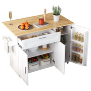 Carrello da Cucina con 2 Ante; 1 Cassetto; Ripiani Regolabili; Portasciugamani e 5 Ruote 132.5x44x90 cm