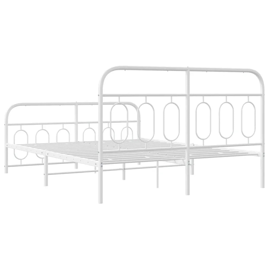 Giroletto con Testiera e Pediera-Struttura Letto Metallo Bianco 140x200 cm 138882