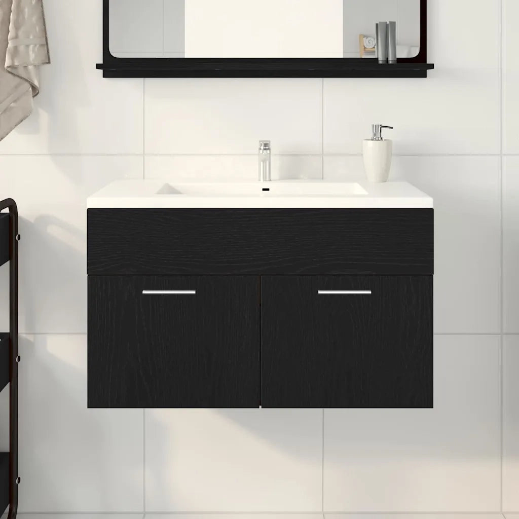 Armadio sottolavello con porta Rovere Nero 38,5 x 100 x 46 cm 862529