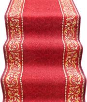 Passatoia Scala Bordata 67x450 cm Ingresso Corridoio Tappeto Cucina Gradini Stile Barocco Bordeaux