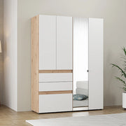 Armadio Camera da Letto Ushuaia, Guardaroba Grande 3 Cassetti, 155x208h cm Bianco Opaco