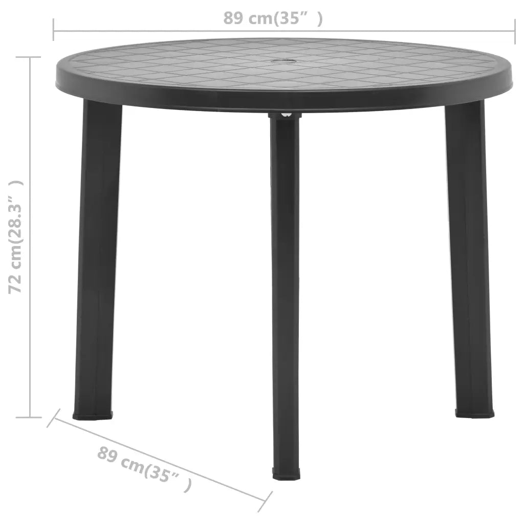 Tavolo da Giardino Antracite 89 cm in Plastica 48807