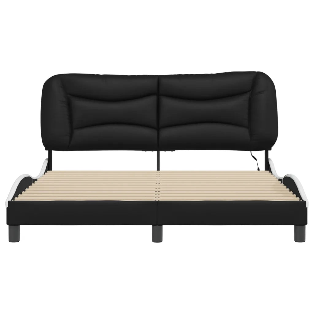 Giroletto con LED senza Materasso-Struttura Letto Hvar Nero e Bianco 160x200 cm