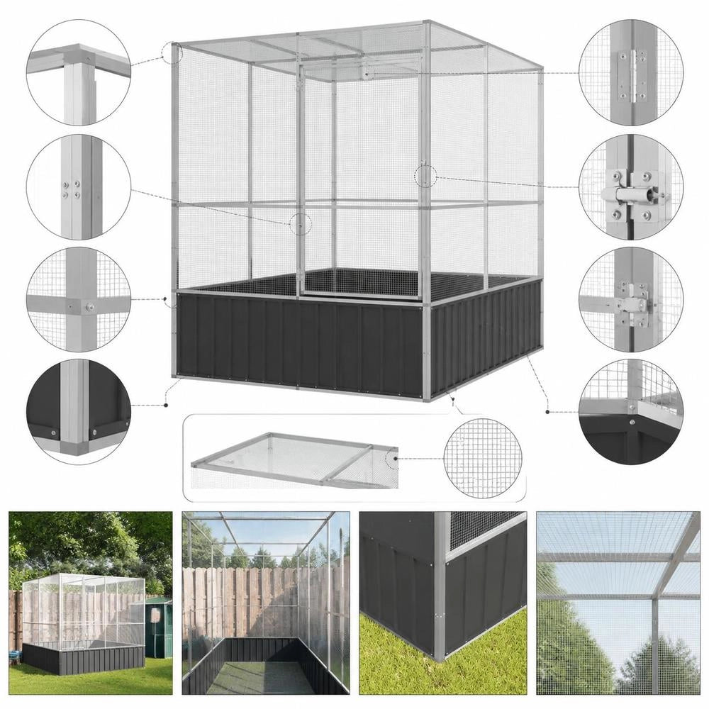 Silver Aviary 211x207x212 Cm Steel