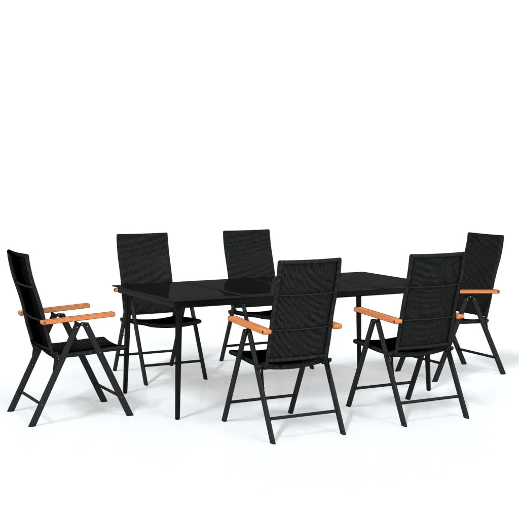 Set Mobili da Pranzo per Giardino 7 pz Nero cod mxl 48785