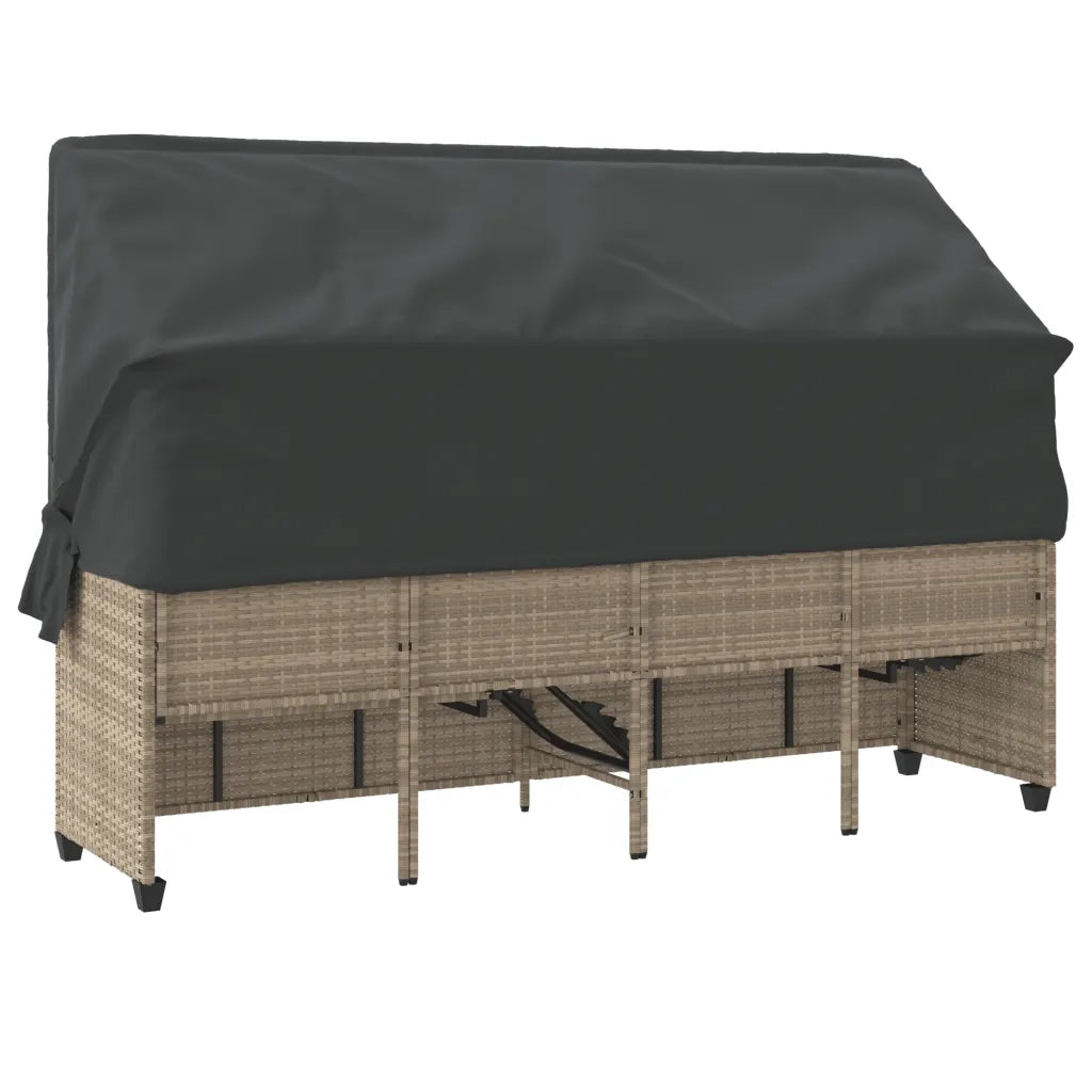 Lettino con Baldacchino e Cuscini Grigio ChiaroÂ in Polyrattan