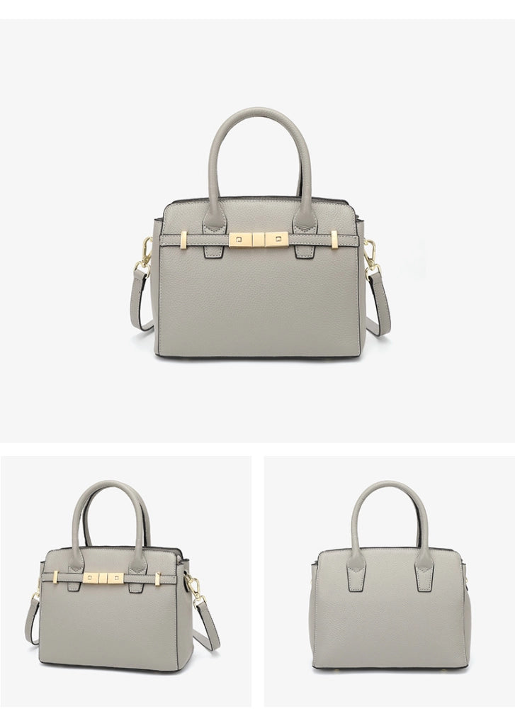 Borsa a tracolla da donna in vera pelle, colore grigio.