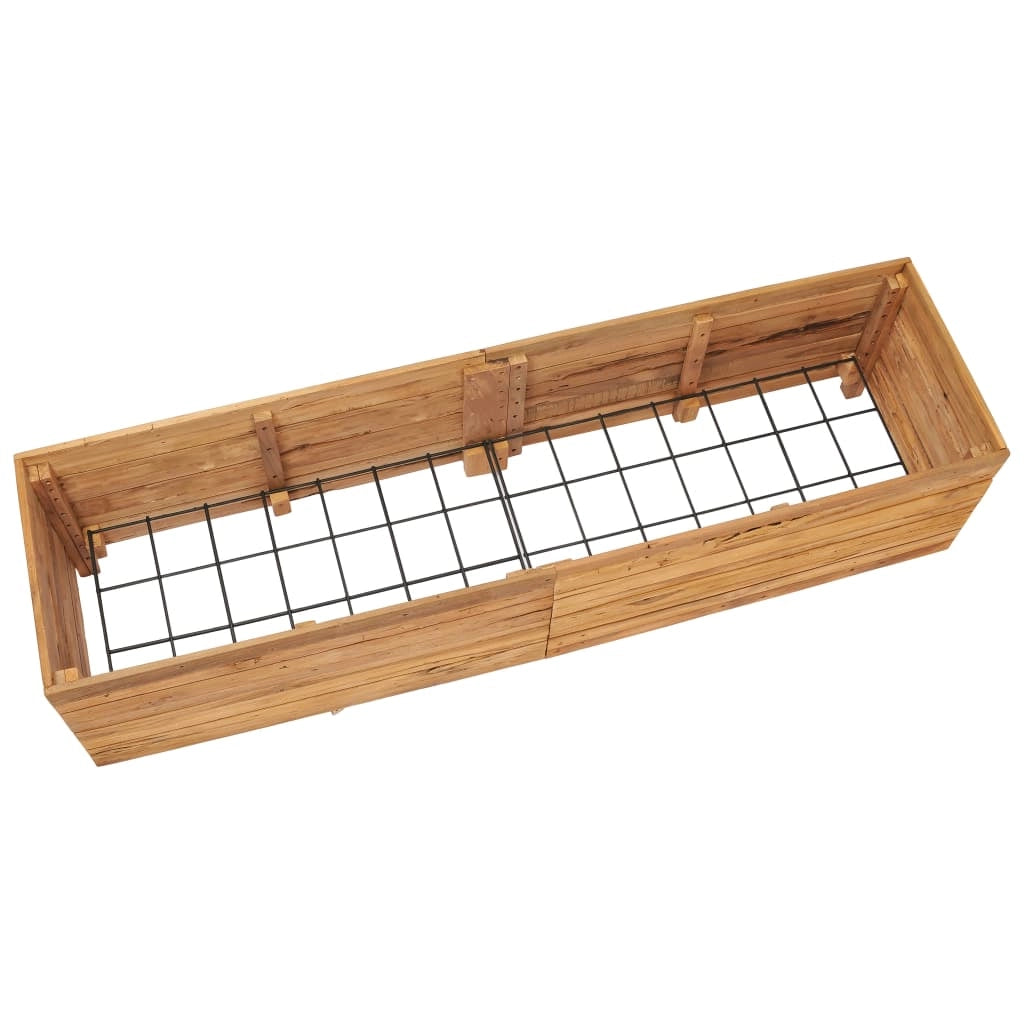 Aiuola rialzata per piante e fiori 150 x 40 x 38 cm legno di teak riciclato e acciaio 02_0000912