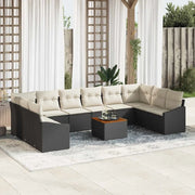 Set Divano da Giardino con cuscino 11 pcs Nero polyrattan 3347880