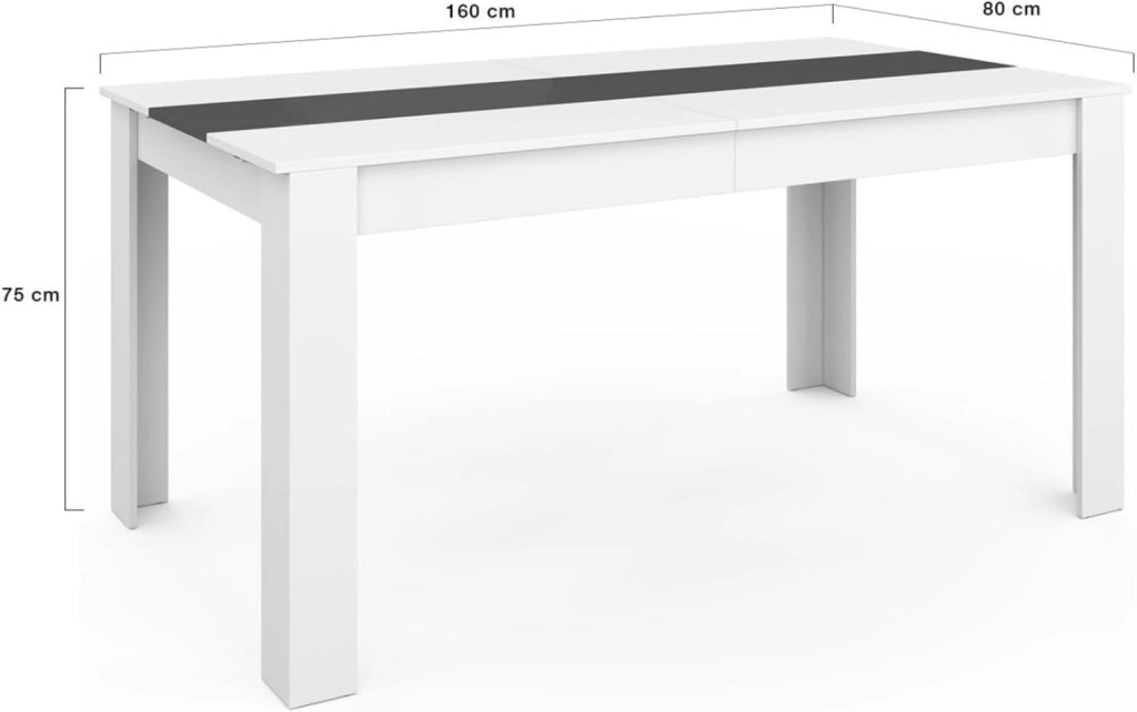 GEORGIA Tavolo da pranzo rettangolare bianco e grigio per 8 persone 160 x 80 cm