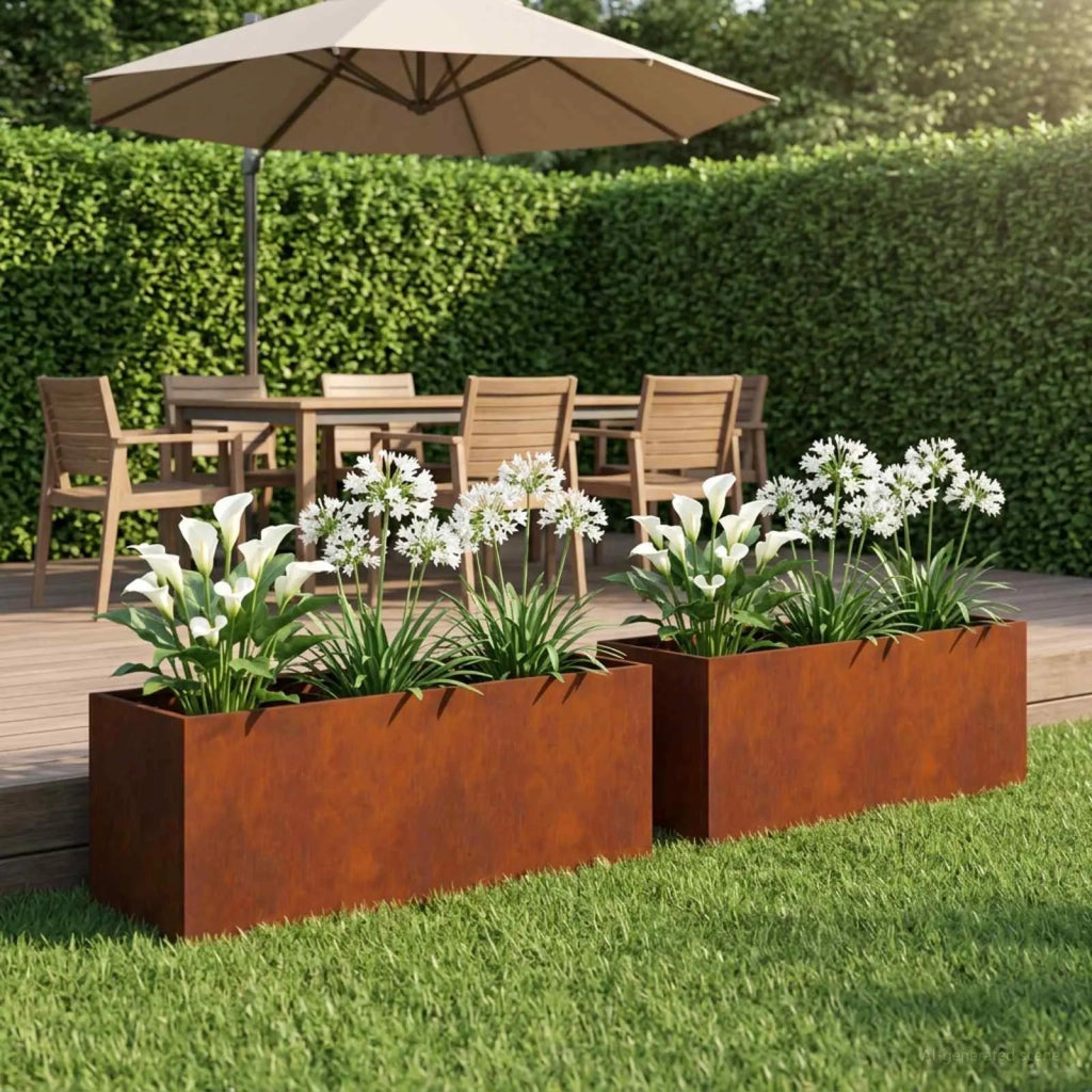 Vaso da giardino 2 pz Ruggine 100 x 30 x 30 cm Acciaio Corten 8005231