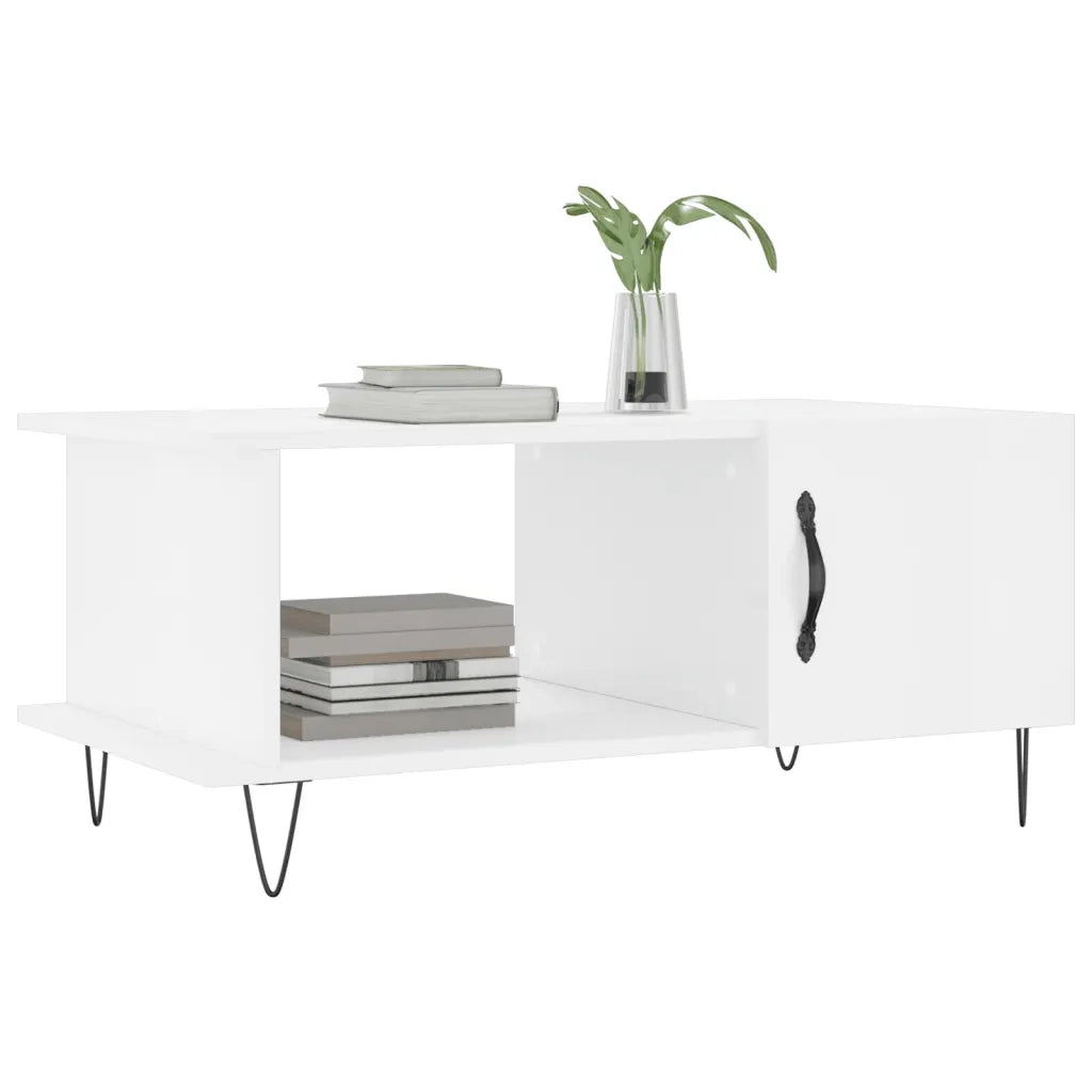 Tavolino da Salotto Bianco Lucido 90x50x40 cm Legno Multistratocod mxl 79985