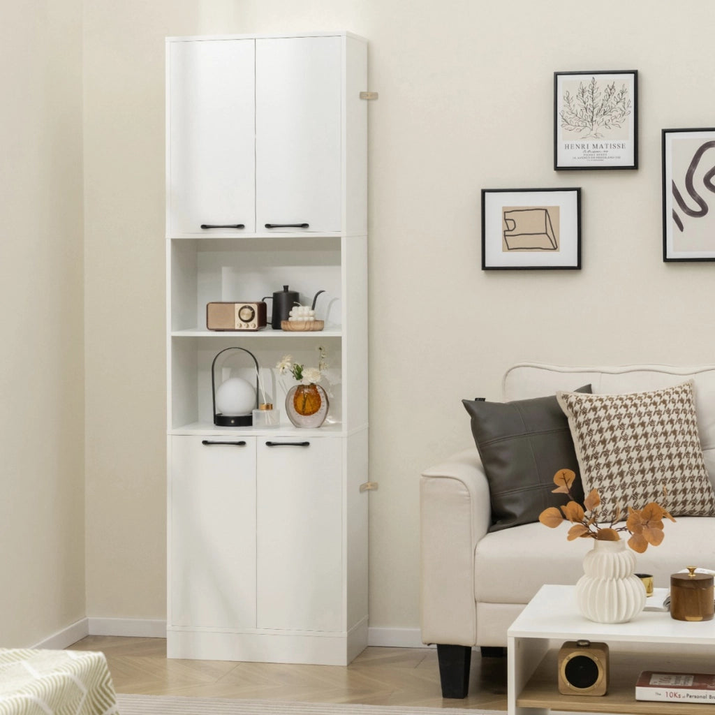 Armadio dispensa da cucina con porte e ripiani cerniere di sicurezza e dispositivi anti-caduta-BuffetArmadio alto 190cm Bianco