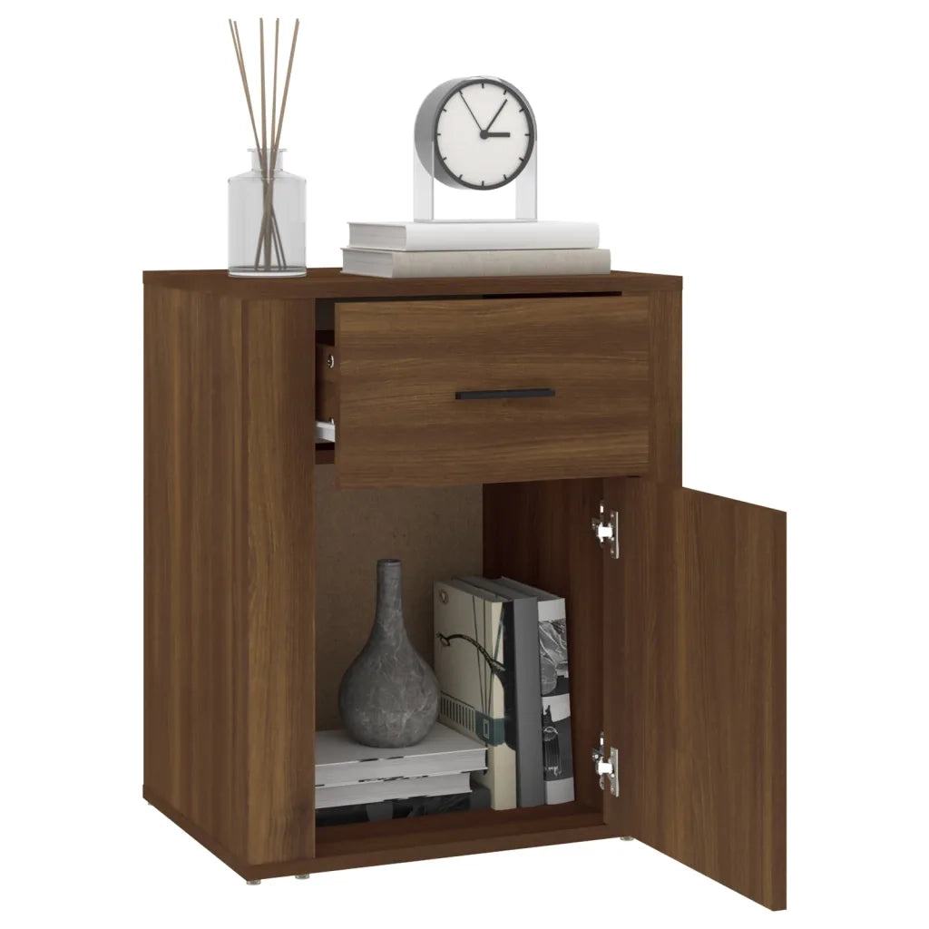Comodino-Tavolino da notte Rovere Marrone 50x36x60 cm Legno Multistrato