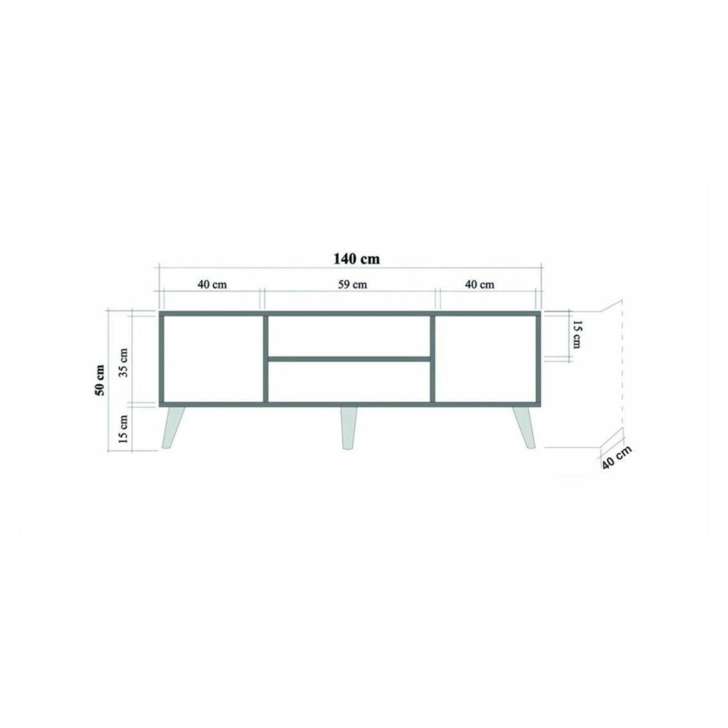 Mobile porta TV Enrica, Credenza da soggiorno, Armadio basso per TV, Base parete attrezzata, 140x40h50 cm, Quercia
