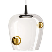 Zafferano Lampada a sospensione Bilia 27cm LED TRIAC 8W 2700K Vetro soffiato finitura Nero e Bronzo per illuminazione interni di design elegante