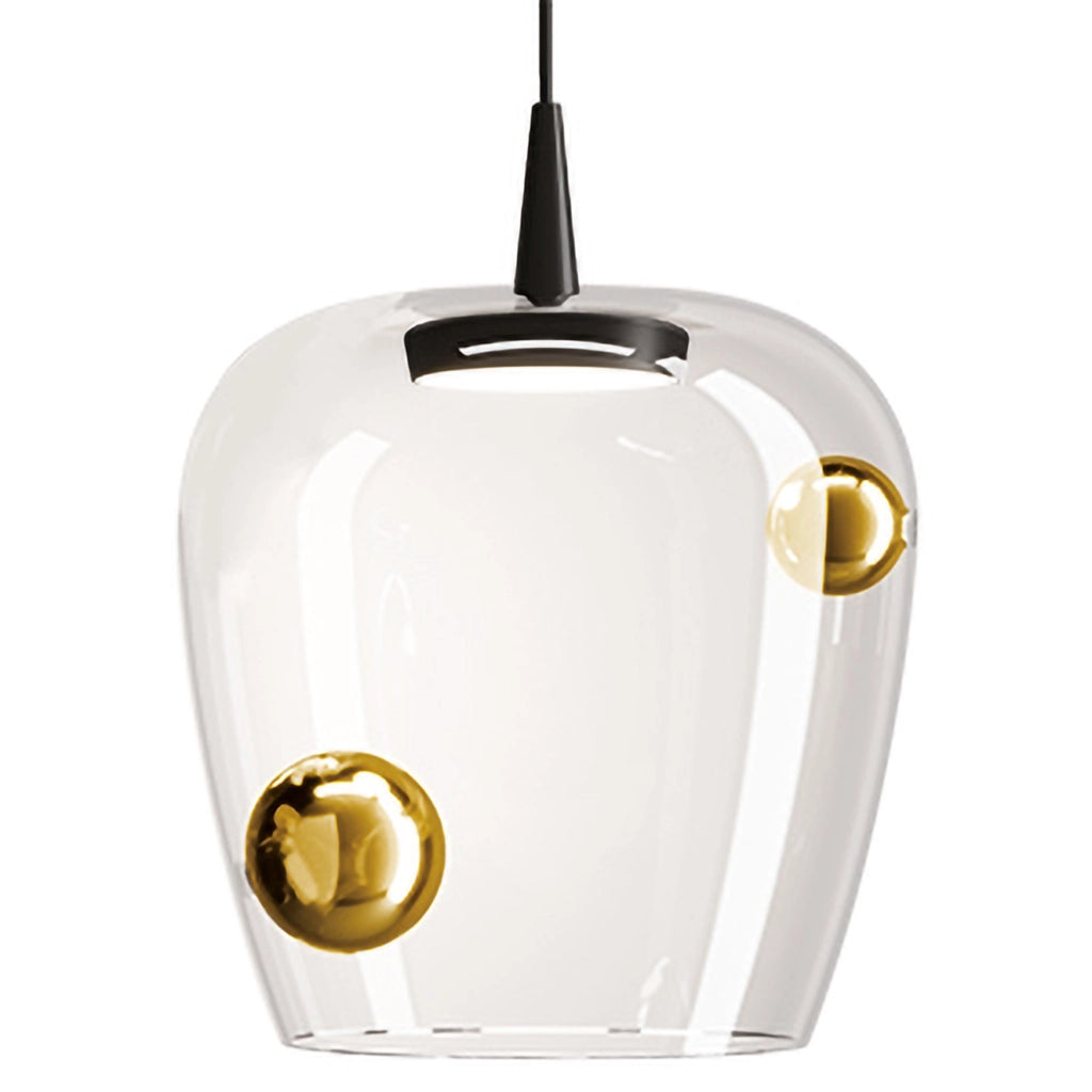Zafferano Lampada a sospensione Bilia 27cm LED TRIAC 8W 2700K Vetro soffiato finitura Nero e Bronzo per illuminazione interni di design elegante