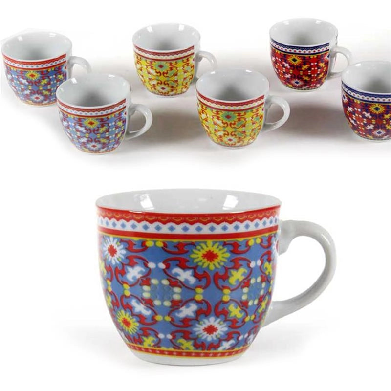 SET 6 TAZZINE DA CAFFE MOTIVO MODERNO 90CC ASSORTITO
