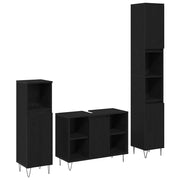 Set di mobili per il bagno 3 pcs Rovere Nero Legno multistrato 3378509