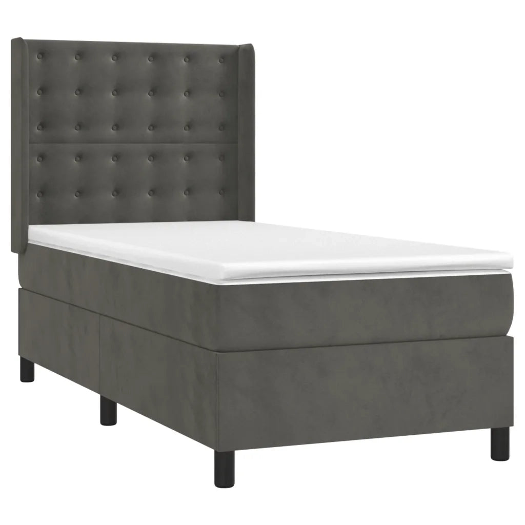 Letto a Molle con Materasso e LED Grigio Scuro 100x200 cm 3139788
