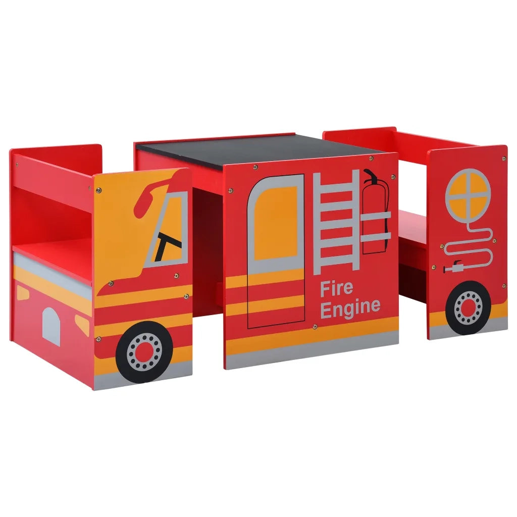 Set e Tavolo Sedie per Bambini 3pz Design Camion Pompieri Legnocod mxl 103750