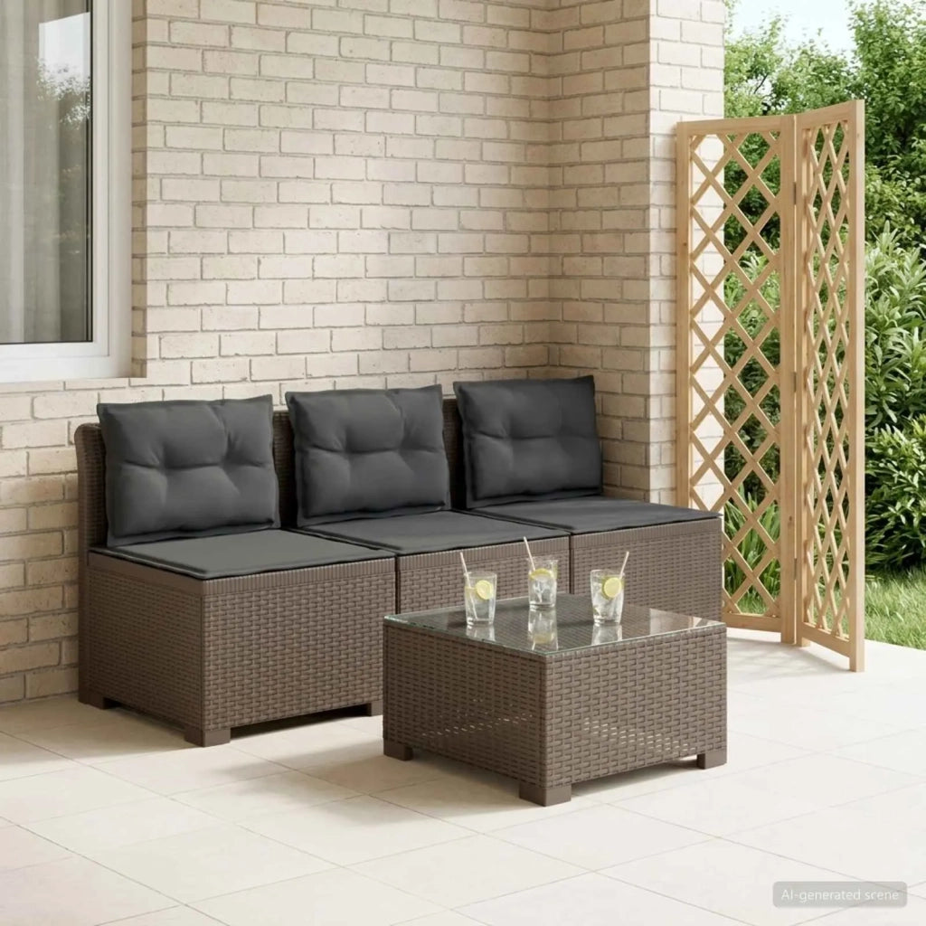 Divano da giardino 3 posti con cuscini in look rattan PP 8011989