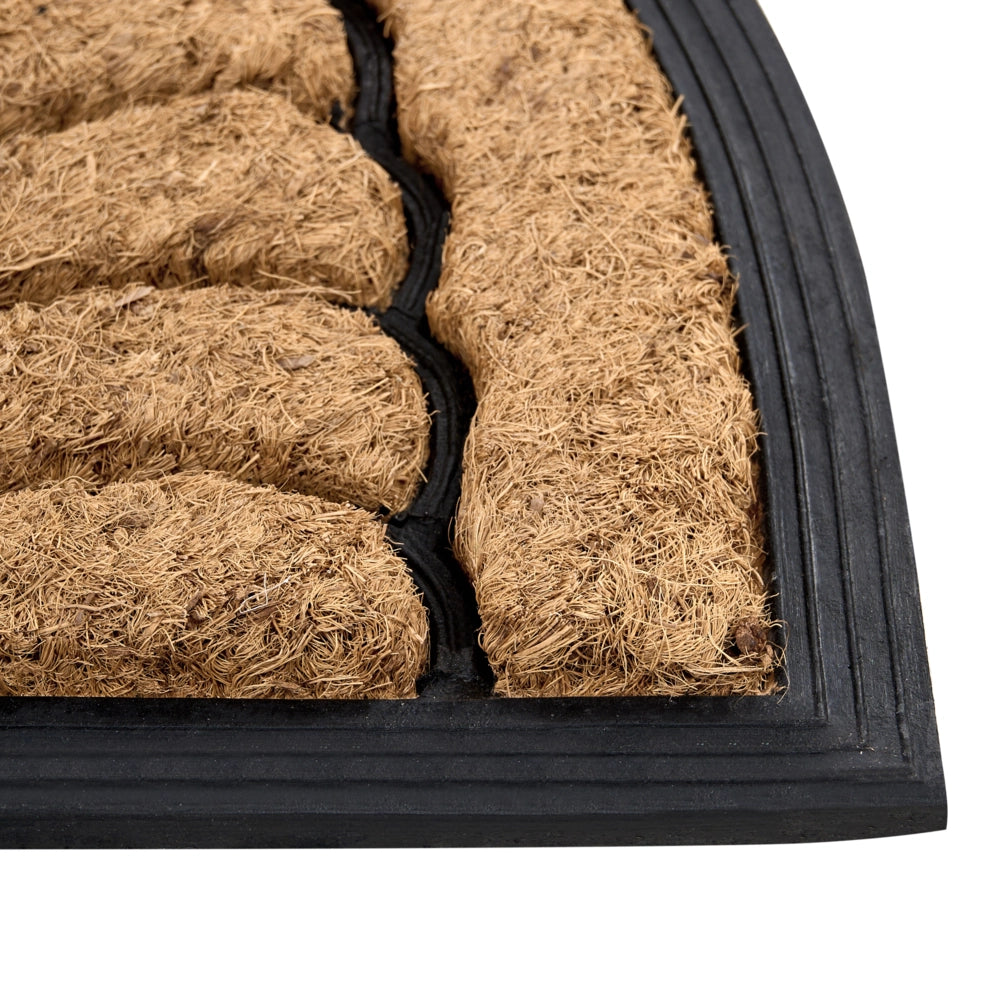 Zerbino in fibra di cocco naturale con retro in gomma antiscivolo 45 x 75 cm Semicircolare Decorazione moderna per interni