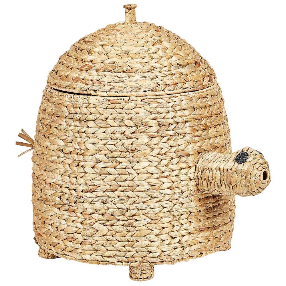 Cesto di vimini in giacinto d'acqua naturale intrecciato a tartaruga con coperchio Cesto per giocattoli Accessorio per la camera del bambino